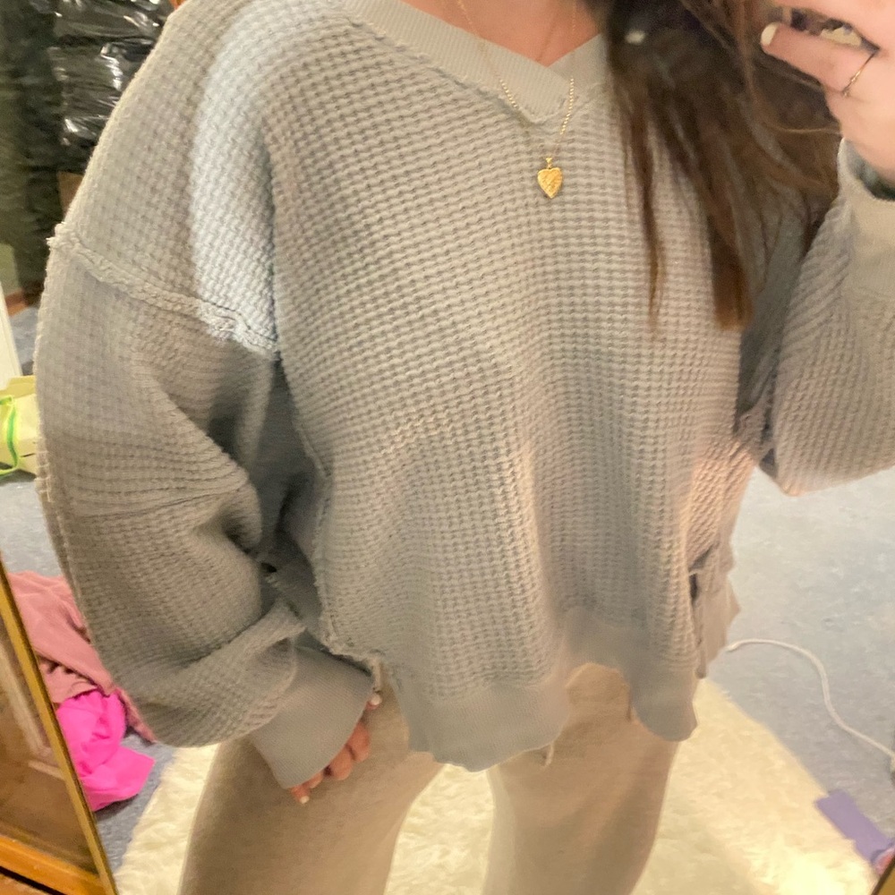 American Eagle Outfitters Light Blue V-Neck Sweater